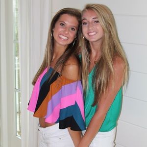 Striped off the shoulder crop top